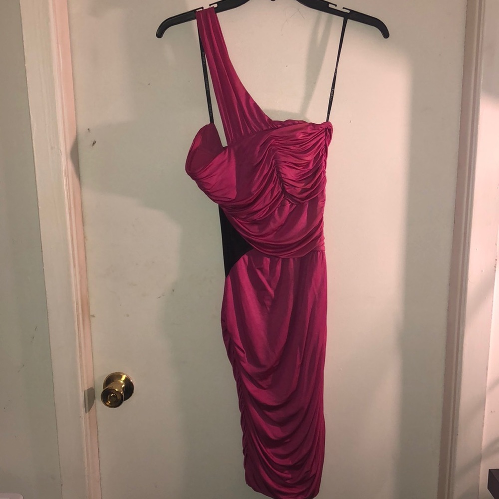 Bebe one strap dress with mesh side